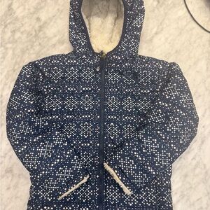 The North Face Kids Reversible Blue and White Puffer Jacket